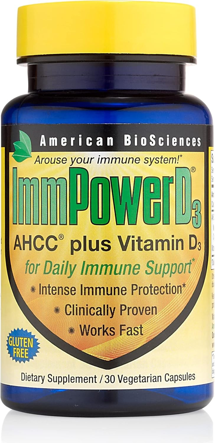 Immpowerd3 Ahcc Mushroom Extract Plus Vitamin D3 - Immune System Support For Adults - Supports Cytokine Function - 30 Vegetarian Capsules, 500Mg Of Ahcc Per Serving