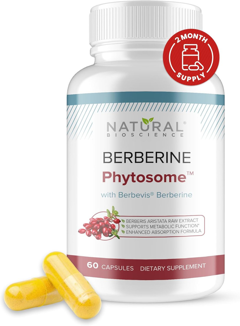 Berberine Phytosome With Berbevis, 550Mg Enhanced Absorption Supplement For Metabolic Support & Heart Health, Highly Bioavailable Berberine Complex, Gluten-Free, Non-Gmo, 30 Vegetarian Capsules
