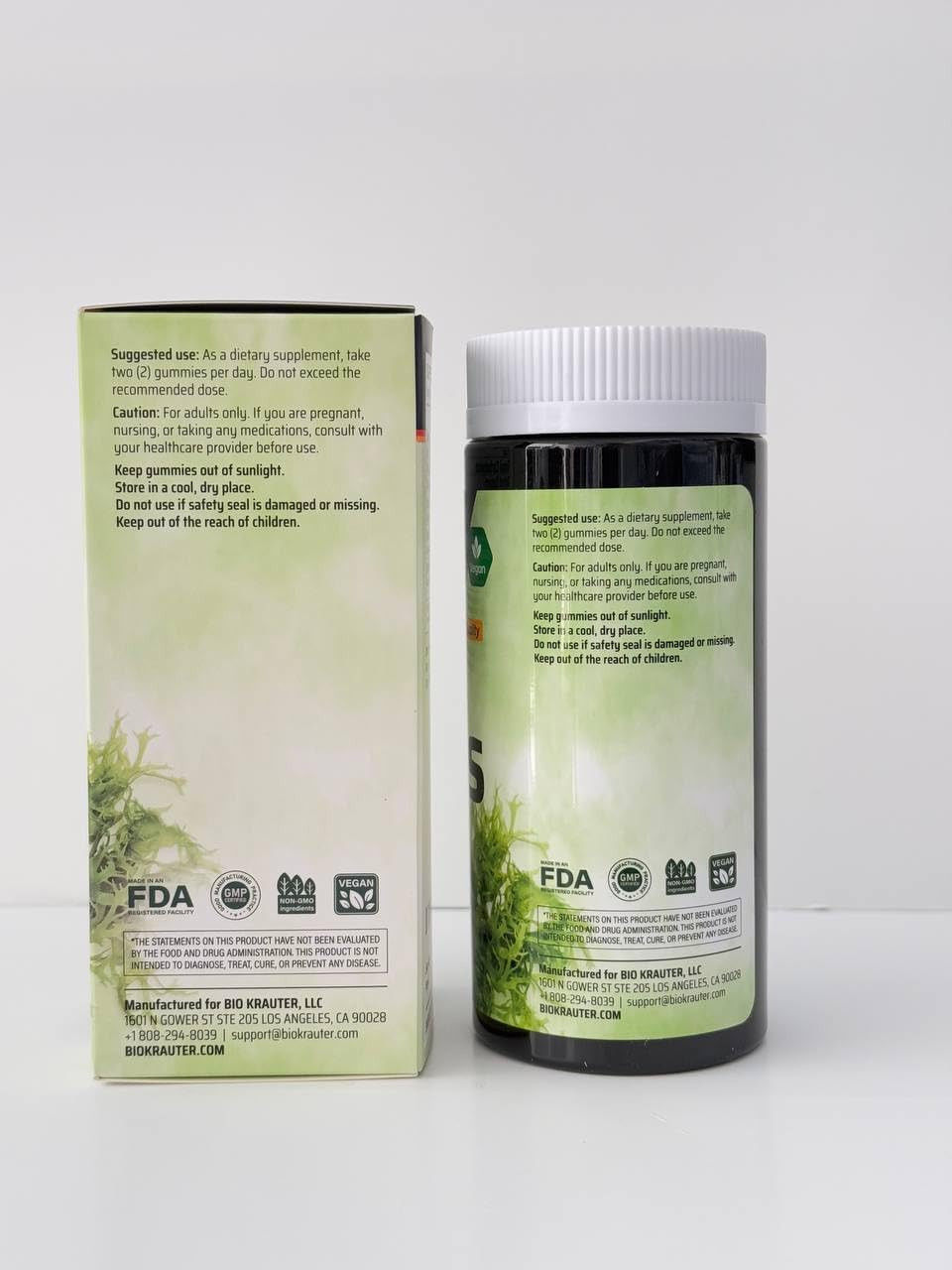 Bio Krauter Irish Sea Moss Gummies For Women And Men - 2840 Mg Strength - 90 Vegan Chews - Bladderwrack & Burdock Root Supplement - Chondrus Crispus Formula - Seamoss Gummies