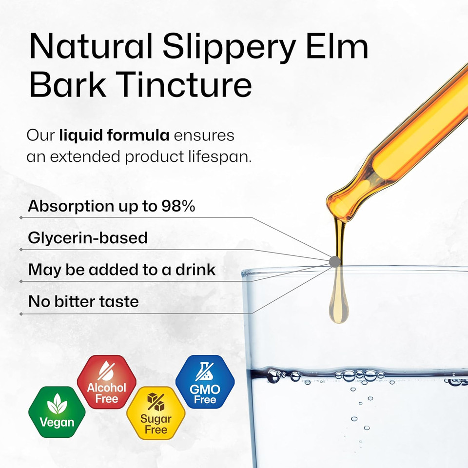 Bio Krauter Slippery Elm Bark Drops - Ulmus Rubra Slippery Elm For Women And Men - Respiratory & Digestive Support - Vegan, Alcohol & Sugar Free Extract - 4 Fl.Oz