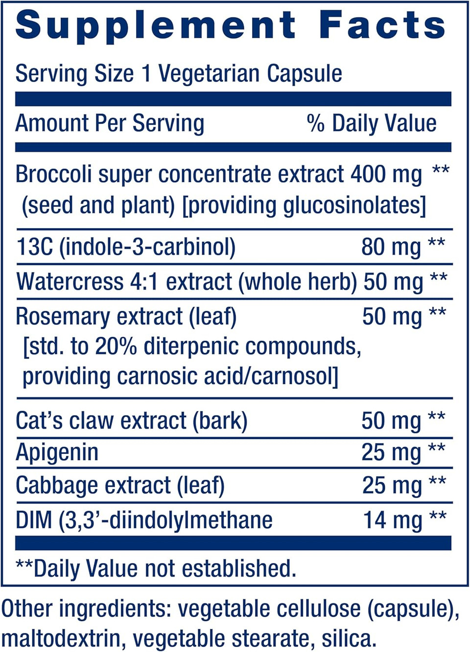 Life Extension Triple Action Cruciferous Vegetable Extract, 60 Vegetarian CapsulesHelps Maintain Dna Health & Already-Healthy Hormone Levels - Non-Gmo, Gluten-Free, Vegetarian