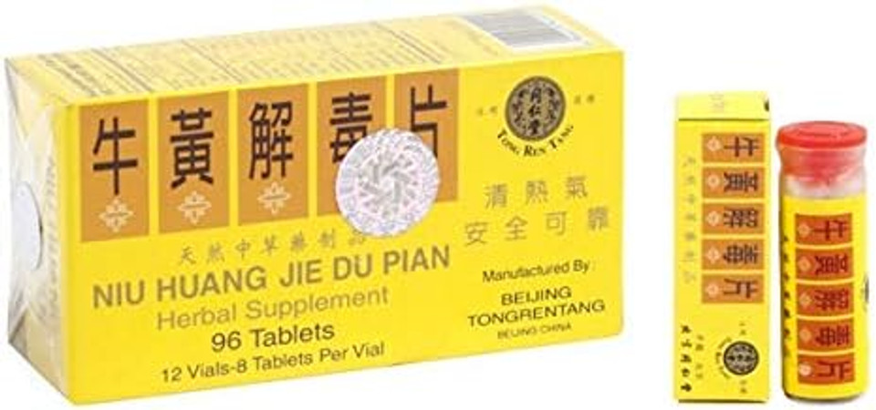 Solstice Medicine Company Niu Huang Jie Du Pian Herbal Supplement 96 Tablets (1 Box)