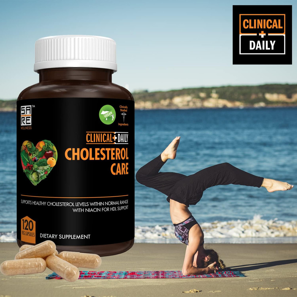 Clinical Daily Cholesterol Care Supplement. Vegan Cholesterol And Triglyceride Supplements. Plant Sterols Supplements Cholesterol Support With Guggul, Garlic, Niacin. 120 Capsules