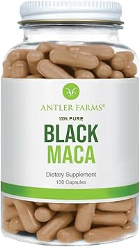Antler Farms - 100% Pure Black Maca Root, 130 Capsules, 1500Mg  Grown In The Junin Plateau In Peru, Male Energy, Vitality & Stamina, Hormonal Balance, Memory & Mental Clarity