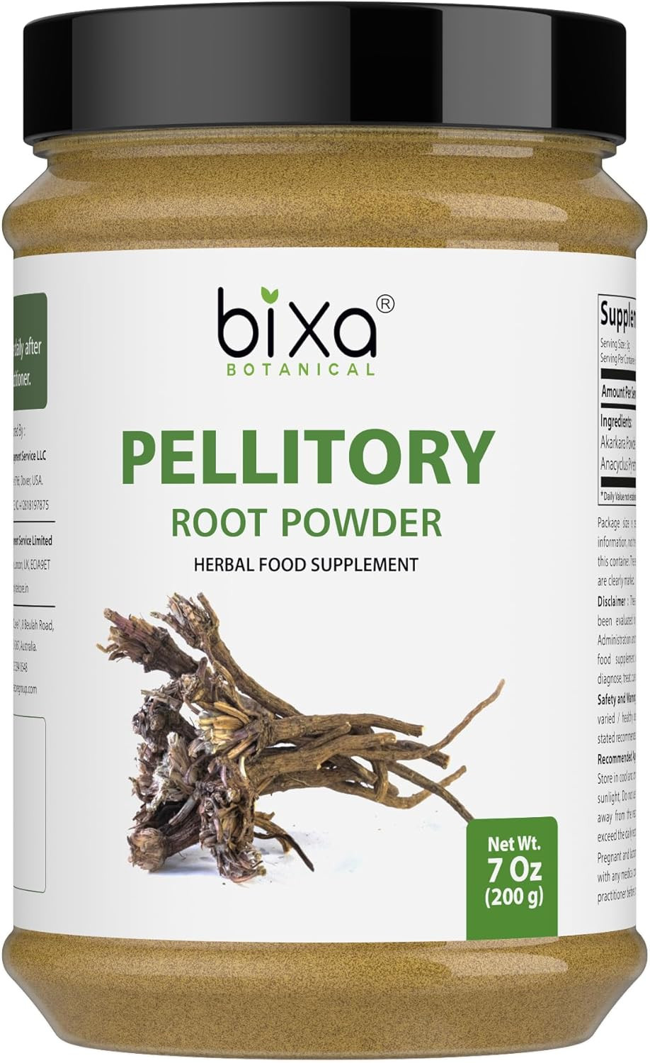 Bixa Botanical Pellitory Root Powder | Anacyclus Pyrethrum/Akarkara | Ayurvedic Herbal Supplement | 200 Gms / 7 Oz | Gluten Free, Non-Gmo, Steam Treated, Vegan, 100% Pure