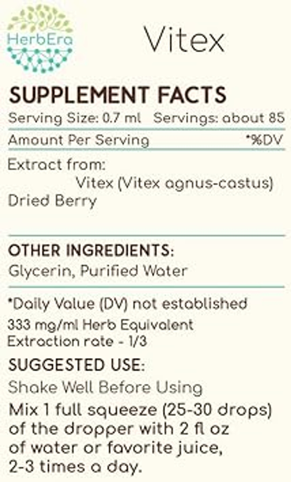 Vitex B120 Alcohol-Free Herbal Extract Tincture, Concentrated Liquid Drops Natural Vitex (Chaste Tree, Vitex Agnus-Castus) (4 Fl Oz)