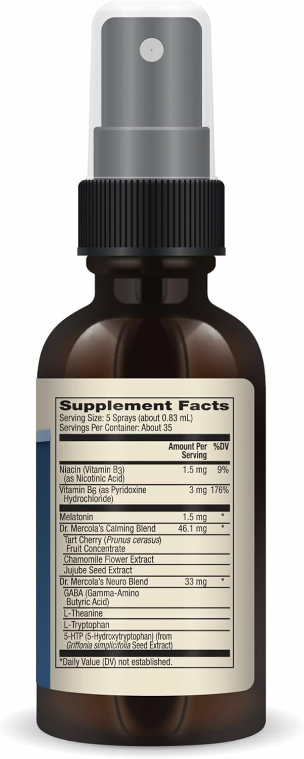 Dr. Mercola Sleep Support With Melatonin Spray - Supports Restful Sleep - Non-Gmo, Gluten-Free & Soy-Free - Natural Raspberry Flavor - 0.98 Fl Oz (35 Servings)