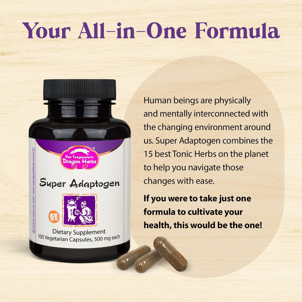 Dragon Herbs Super Adaptogen | All Natural Supplement To Support Well-Being, Mood, Immune Function, Strong Adaptive Response | All Natural Ingredients, Non-Gmo (100 Capsules, 500 Mg Per Capsule)