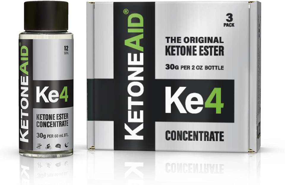 Ketoneaid Ke4 Ketone Ester Concentrate | Not A Ketone Salt, No Sugar, No Caffeine | Exogenous D-Bhb Ester | 12 Serving Per Bottle (3 Count)