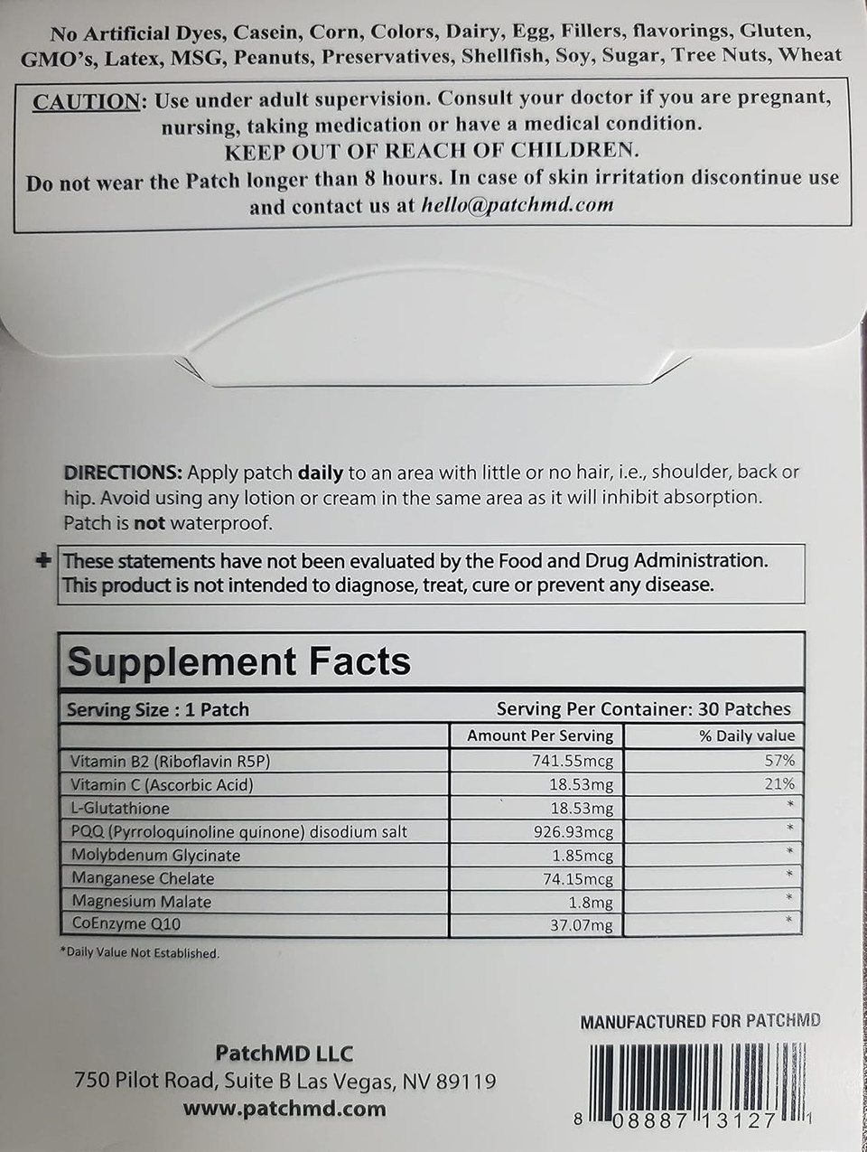 Patchmd Glutathione Plus Topical Patch - 30 Day Supply