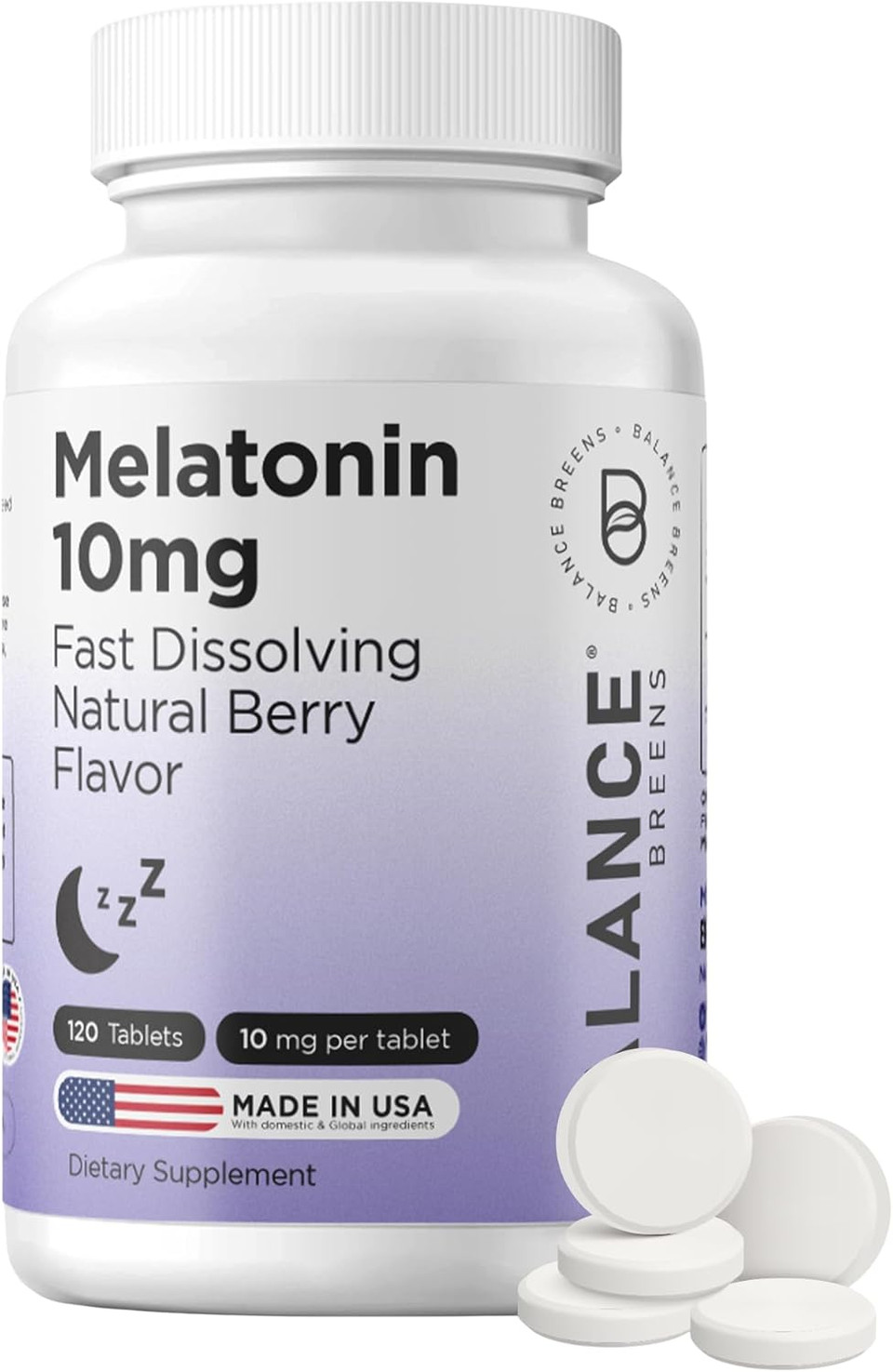 Balancebreens Melatonin 10Mg Fast-Dissolve, 120 Tablets  Natural Sleep Aid For Restful Nights, Drug-Free Support For Relaxation And Tranquility