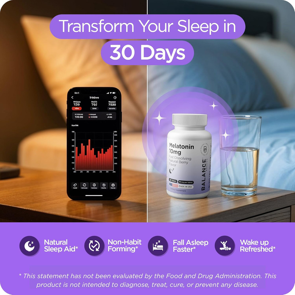Balancebreens Melatonin 10Mg Fast-Dissolve, 120 Tablets  Natural Sleep Aid For Restful Nights, Drug-Free Support For Relaxation And Tranquility