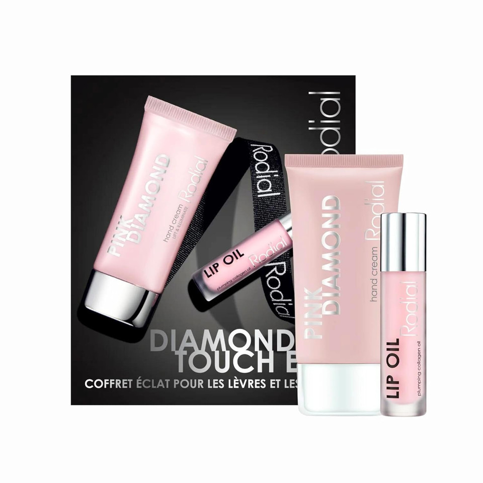 Rodial Diamond Touch Edit | Pink Diamond Hand Cream (1.69 Fl.Oz.) + Plumping Collagen Lip Oil (0.14 Oz.) | Radiance-Boosting Kit For Hands And Lips Beauty Kit