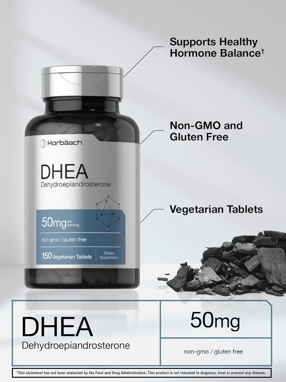 Horbäach Dhea 50Mg 150 Tablets | Non-Gmo, Gluten Free Supplement