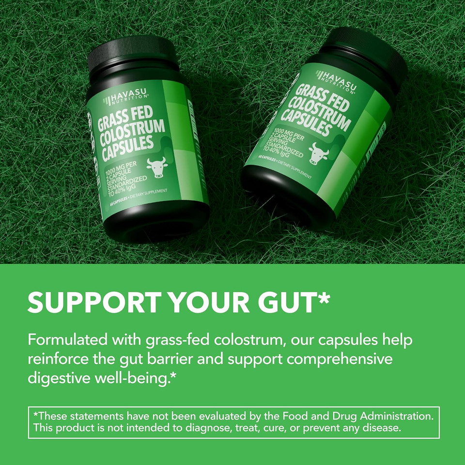 Grass Fed Colostrum Supplement For Immune And Gut Health - 1000Mg Bovine Colostrum Per Serving With 40% Igg - 60 Count - Non-Gmo, Gluten-Free Colostrum Capsules For Adults - 30 Day Supply