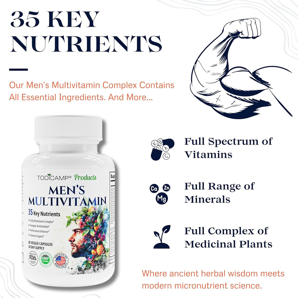 Men'S Multivitamin & Mineral Complex With Plant-Based Extracts - Multivitamin For Men Improves Overall Health, Antioxidant & Natural Body Support - 60 Capsules - 30 Day Supply