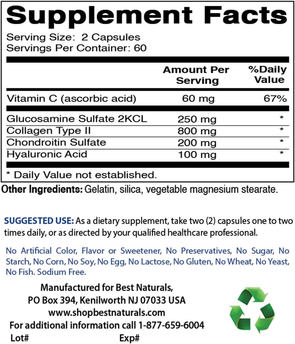 Best Naturals Hyaluronic Acid 100 Mg 60 Capsules - Support Healthy Joints And Youthful Skin