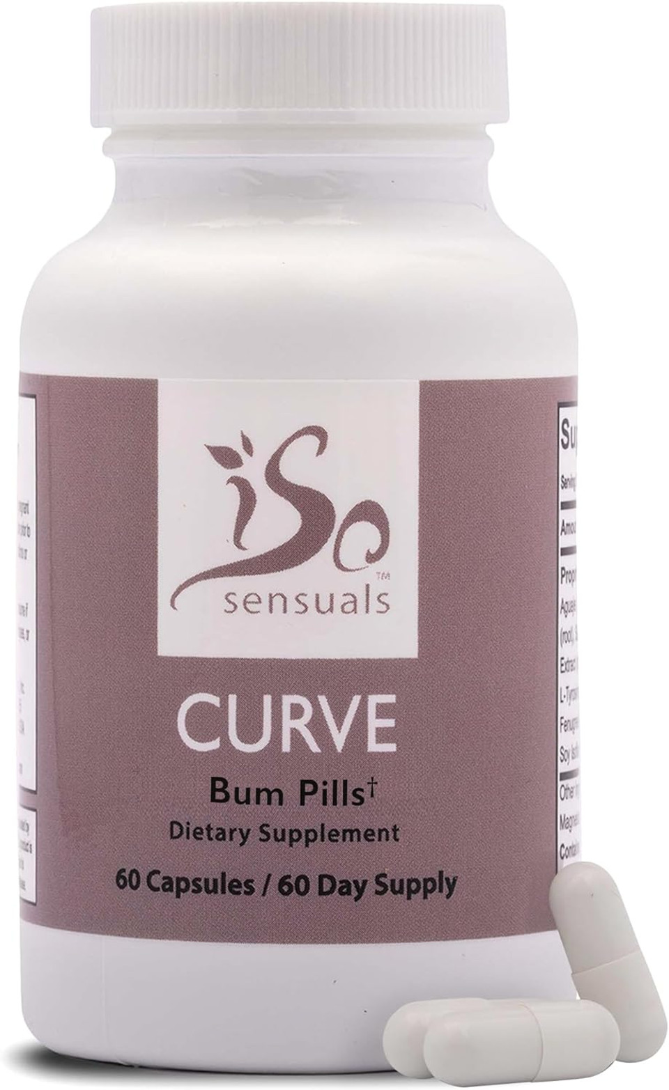 Curve Butt Enhancement Pills - Bum Bum Booty Pills For Bigger Butt. 60 Easy To Swallow Capsules