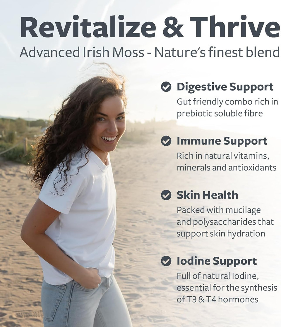 Organic Irish Sea Moss Capsules - Organic Sea Moss Capsules With Bladderwrack Burdock Root And Black Pepper Extract For Enhanced Absorption - Vegan Non-Gmo & Made In The Usa (1 Month Supply)