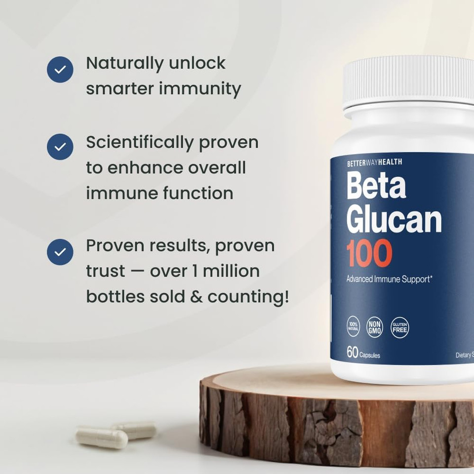Better Way Health - Advanced Immune Readiness - Highly Purified 1,3/1,6 Beta Glucan 100 - Clinically Tested Immune Defense - 100Mg/60 Capsules