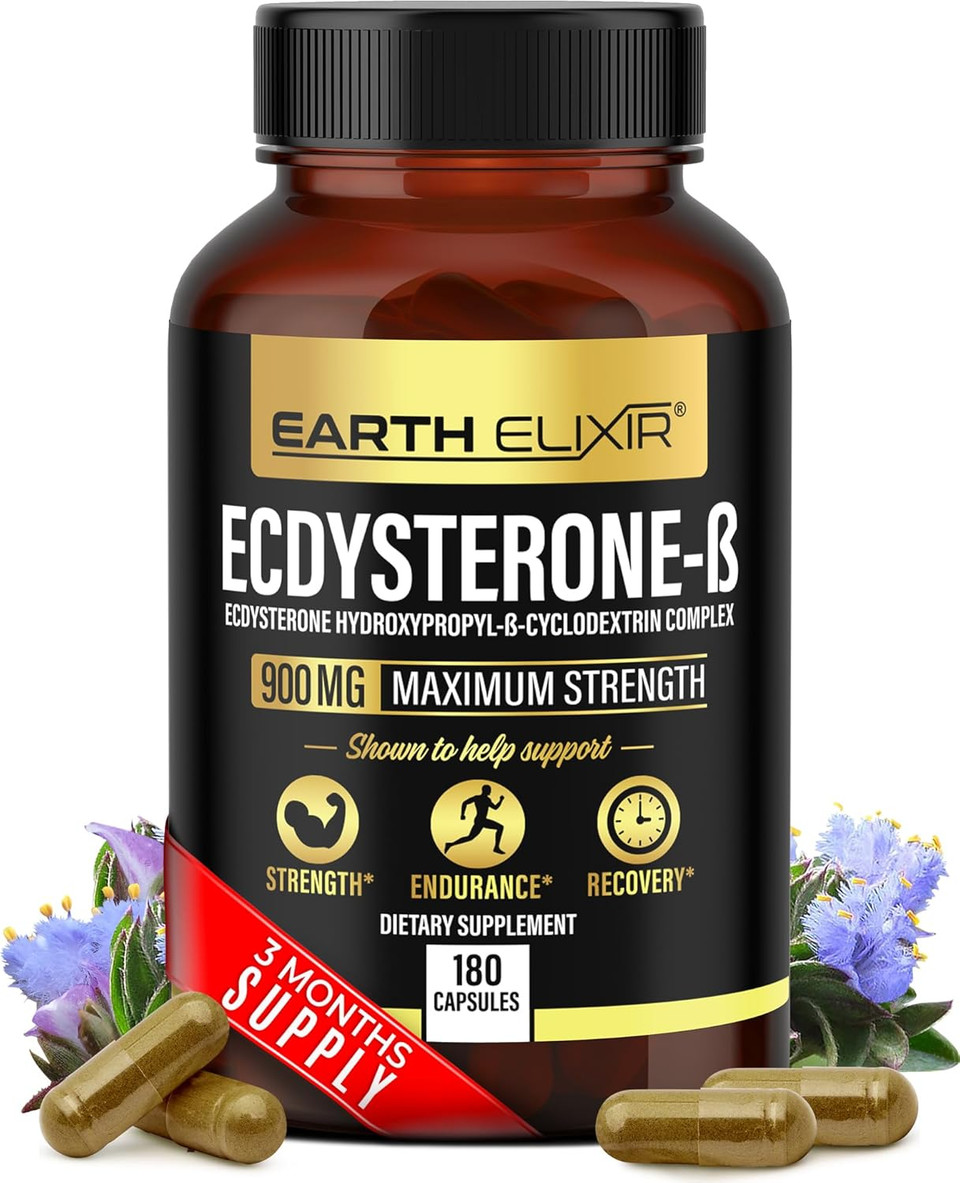 Ecdysterone Supplements 900Mg (180Capsules)  Made In Usa - Muscle Building Supplements For Men W/ 95% Beta Ecdysterone W/Hydroxypropyl-ß-Cyclodextrin For Enhanced Bioavailability