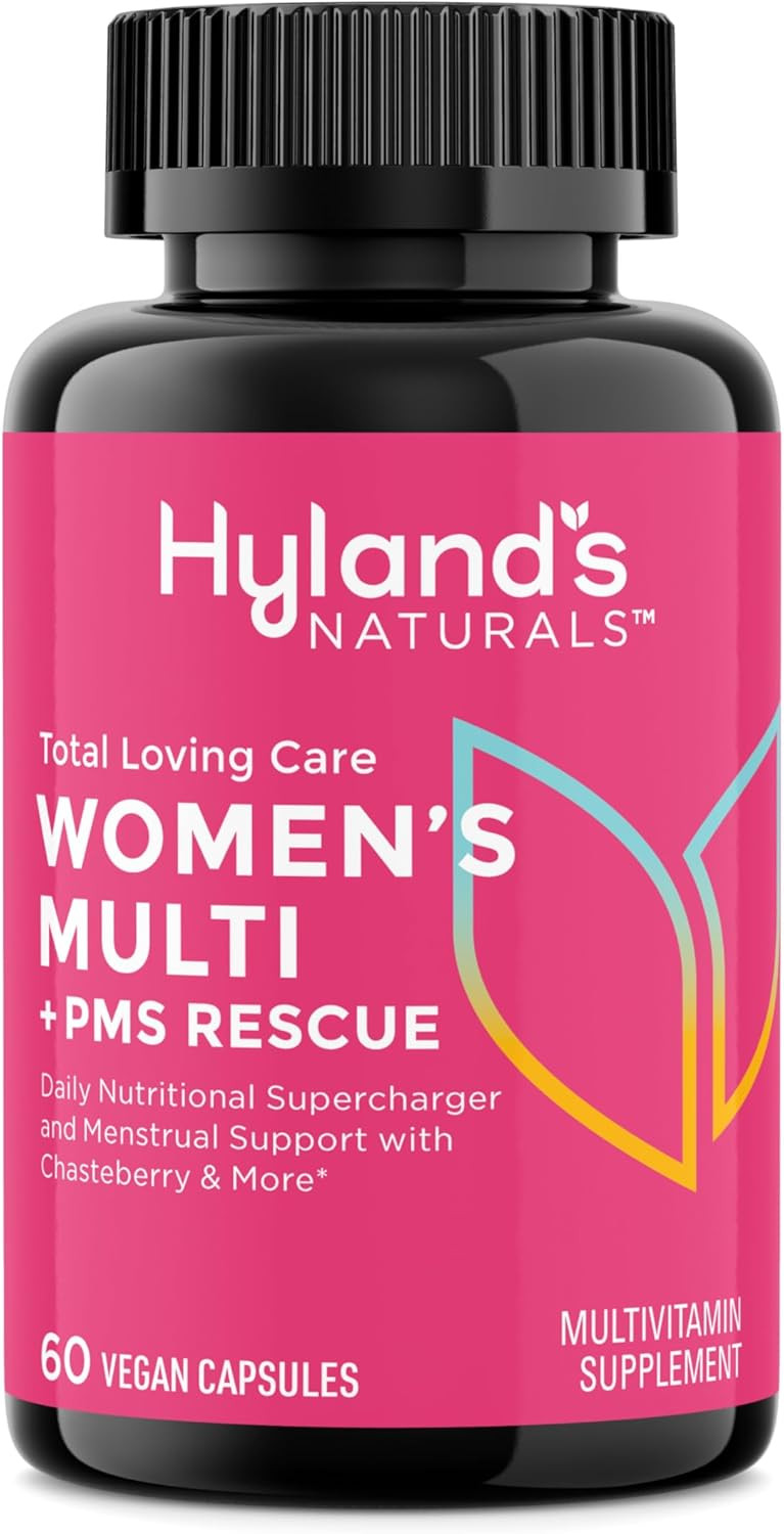 Hyland'S Total Loving Care Multivitamin For Women And Pms Rescue, 60 Vegan Capsules With L-Theanine For Focus And Stress Relief Support With Chasteberry And Dong Quai For Menstrual Support