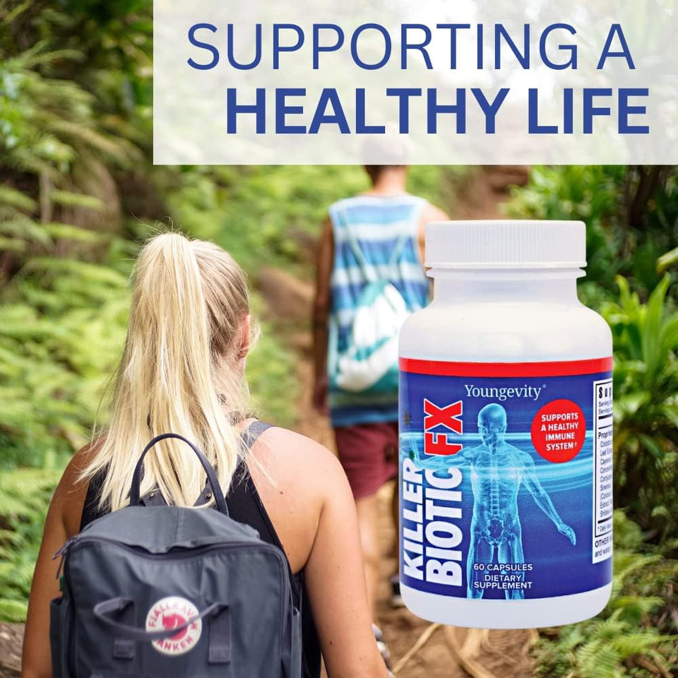 Youngevity Killer Biotic Fx - Immune System Support | Sourced From Bee Propolis, Mushrooms & Colostrum | Natural Immunity Support | 120 Capsules (2 Pack)