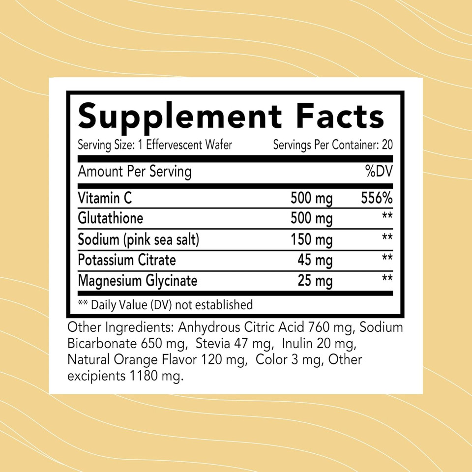 Optimal Health Systems Essential Glutathione | Super Antioxidant + Potent Vitamin C + Electrolytes | Tri-Peptide Glutathione Anti-Aging Supplement | 20 Wafers