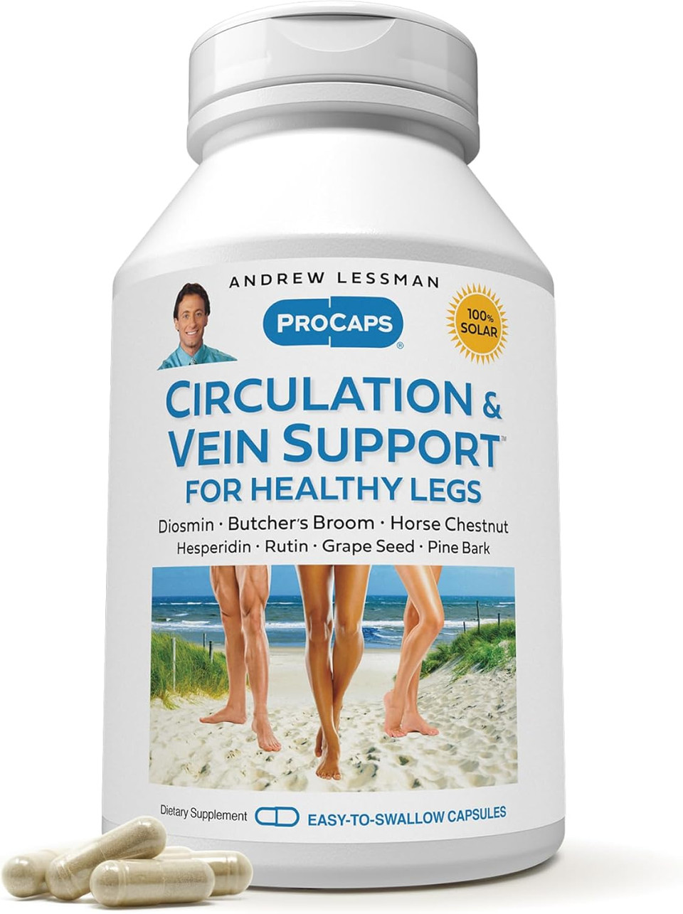 Andrew Lessman Circulation, Vein Support For Healthy Legs 60 Capsules - High Bioactivity Diosmin, Butcher'S Broom, Visibly Reduces Swelling And Discomfort In Feet, Ankles, Calves, Legs