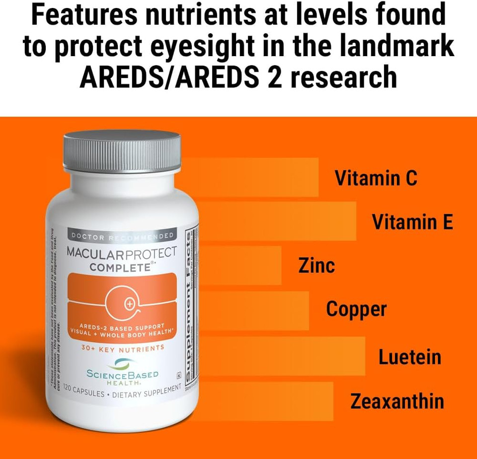 Macularprotect Complete  Areds 2 Eye Health Supplement + Daily Multivitamin  30+ Key Nutrients With Lutein & Zeaxanthin - Supports Eye, Vision & Whole Body Health  120 Capsules Macularprotect Complete  Areds 2 Eye Health Supplement + Daily Multivitamin  30+ Key Nutrients With Lutein & Zeaxanthin - Supports Eye, Vision & Whole Body Health  120 Capsules