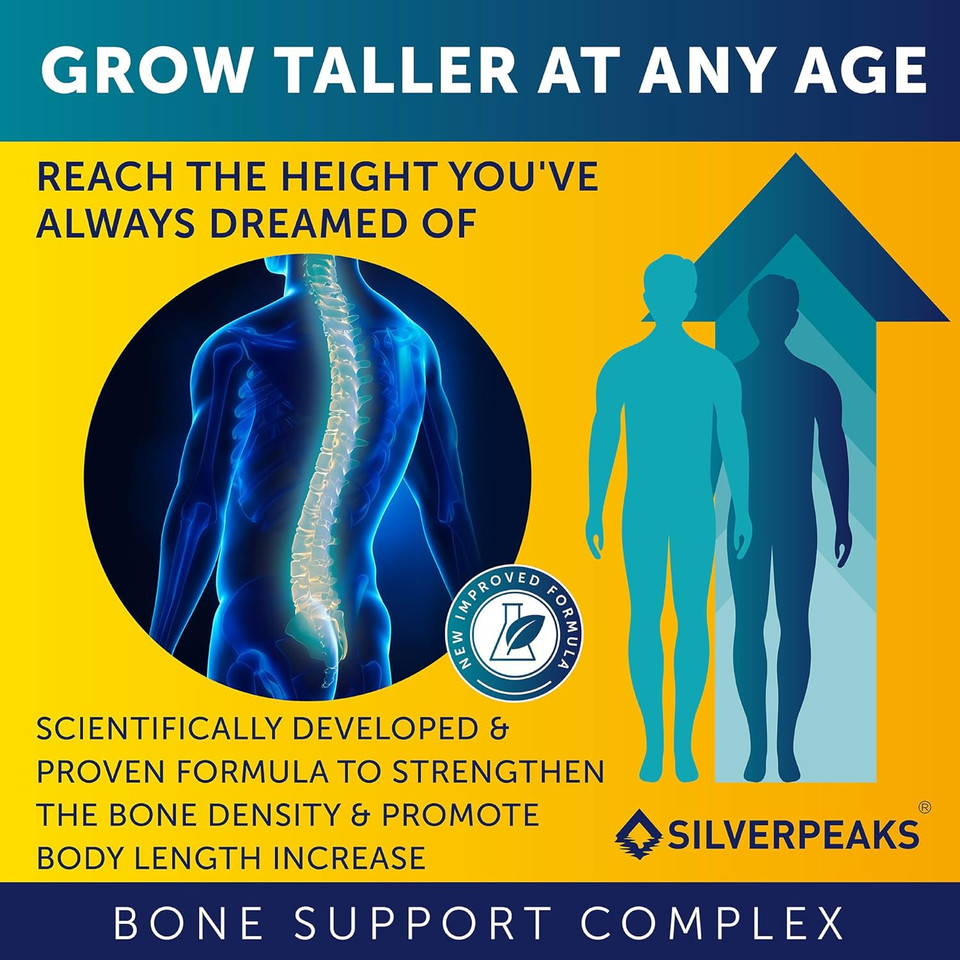 Growth Capsules To Grow Taller - Height Growth Maximizer With Calcium For Bone Strength, Made In Usa, Natural Get Taller Supplement To Increase Bone Growth Adults, Teens & Kids, Free Of Growth Hormone
