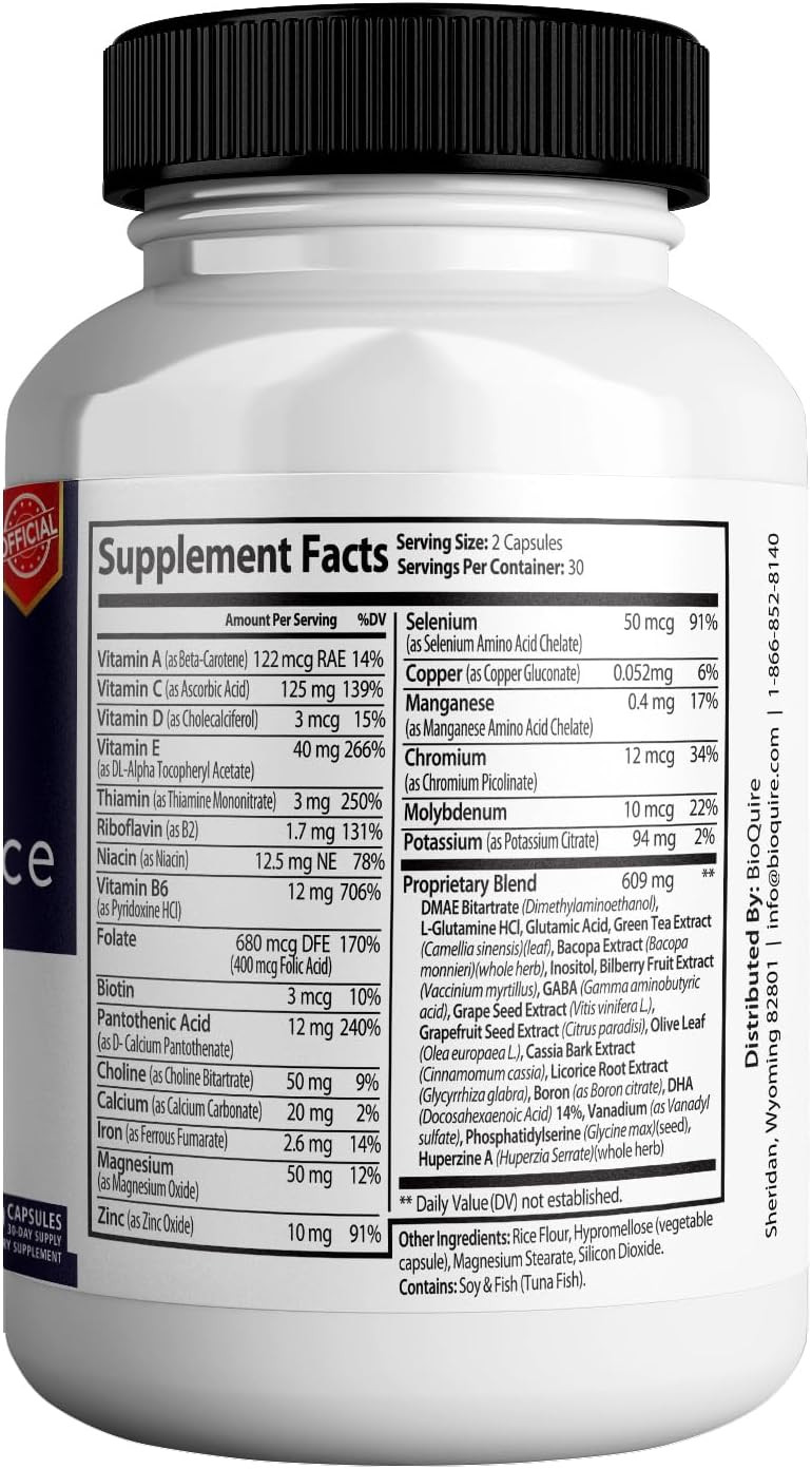 Memomax Force Extra Strength Brain Supplement, 60 Capsules, Memory Focus Support With Vitamins And Minerals (3)