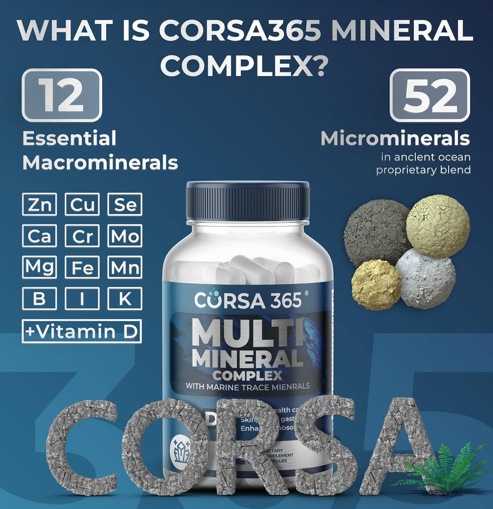 Multimineral Supplement Magnesium Complex With Trace Minerals For Immune Support - Potassium Magnesium Supplement Calcium Vitamin D Zinc Cooper Boron Supplement For Men Women - 120 Capsules