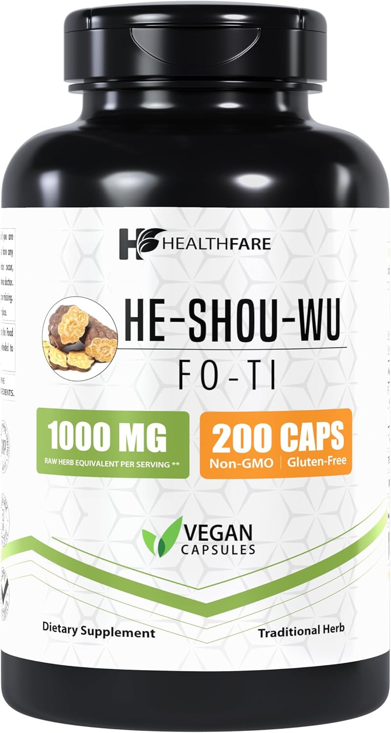 Fo-Ti He Shou Wu, 1000Mg | 200 Veg Capsules | Herbal Supplement | Gluten-Free | Non-Gmo