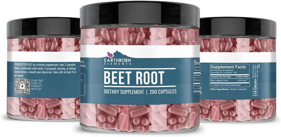 Earthborn Elements Beet Root 200 Capsules, Pure & Undiluted, No Additives