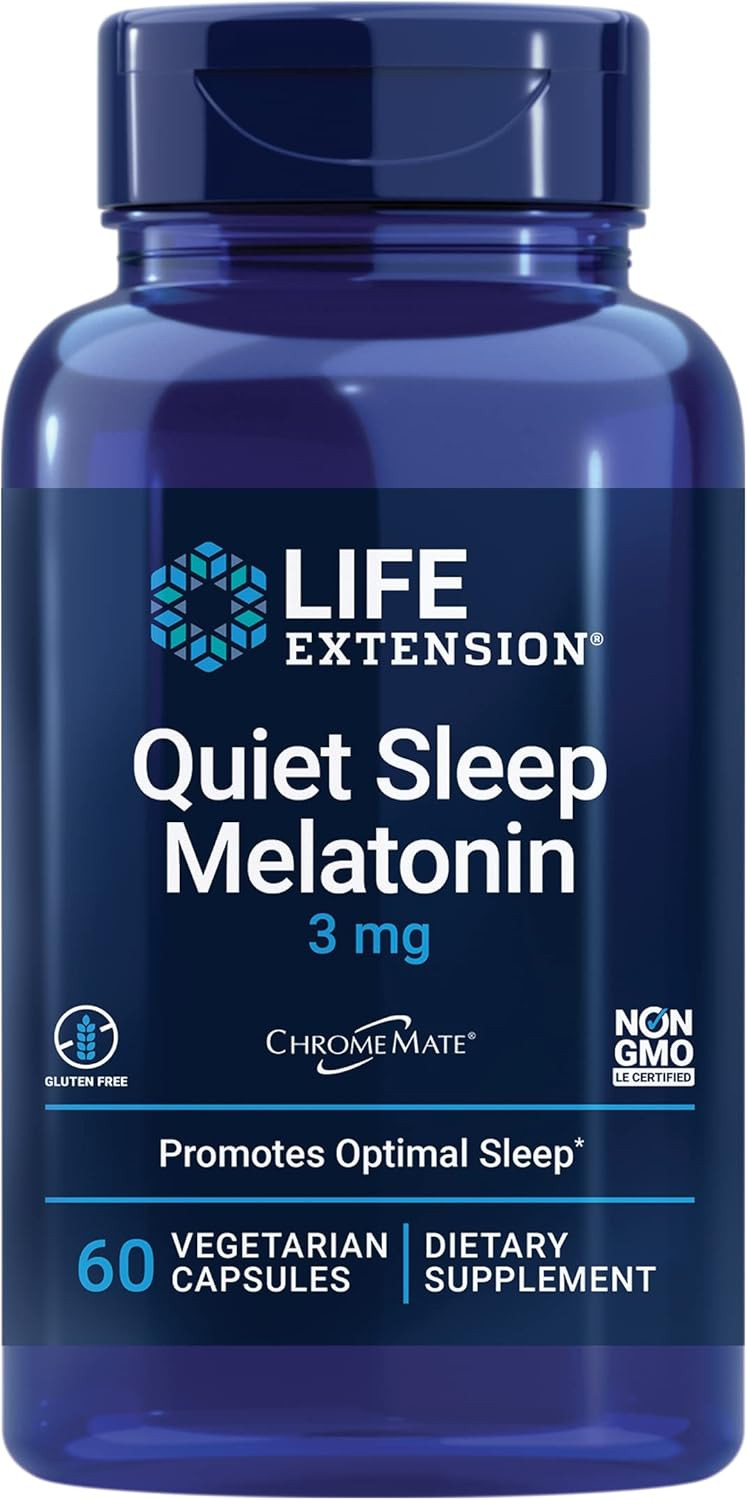 Life Extension Quiet Sleep Melatonin  Immediate-Release Melatonin Supplement With Vitamin C, B12 And Inositol  For Restful Sleep & Hormone Balance - Gluten-Free, Non-Gmo  60 Capsules