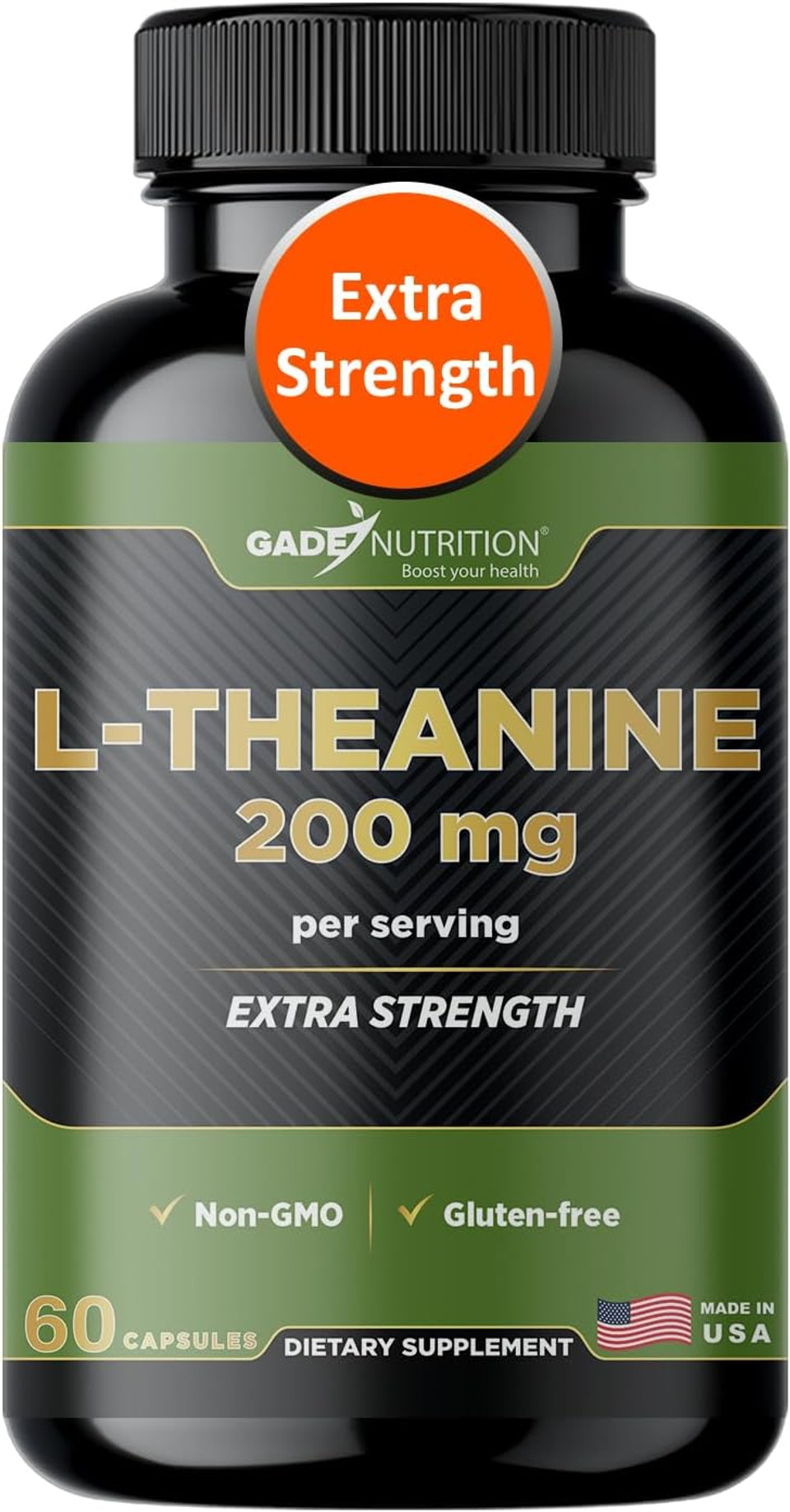 Gade Nutrition L-Theanine 200Mg | L Theanine 200 Mg | L Theanine Supplement In Vegetable Capsules | Made In Usa | Take 2 Capsules For L Theanine 400Mg