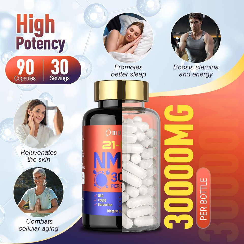 Nmnh Supplement, 21-In-1 Dihydronicotinamide Mononucleotide, 1000Mg Per Serving Nad+ Support, Gluten Free Supports Healthy Aging, Cellular Energy & Immune Health - 30 Servings