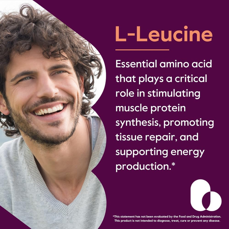 Bestvite L-Leucine 500Mg Per Capsule (240 Vegetarian Capsules) - No Stearates - No Fillers - No Flow Agents - Vegan - Non Gmo - Gluten Free