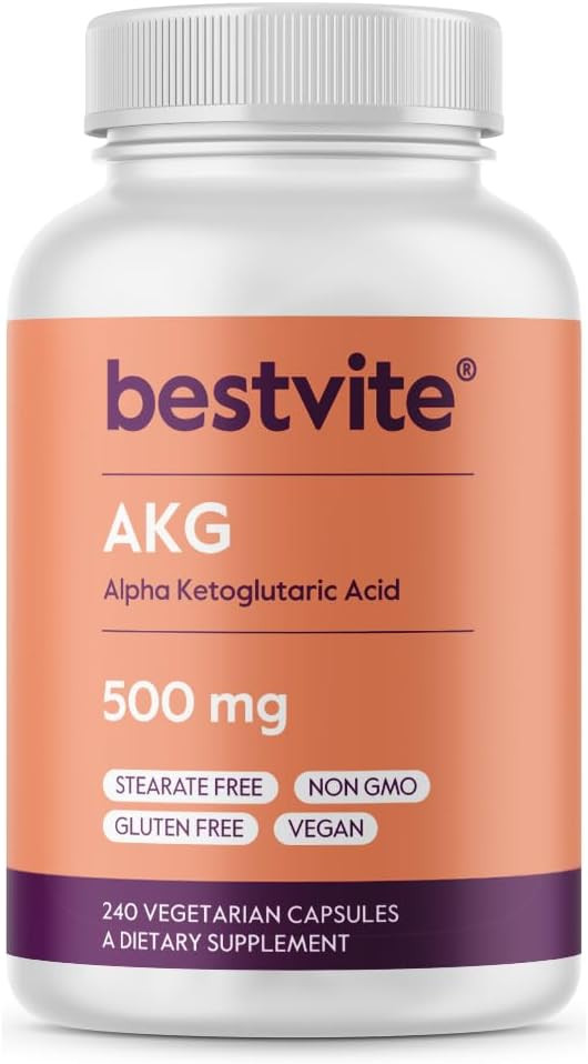 Akg (Alpha Ketoglutaric Acid) 1000Mg Per Serving (240 Vegetarian Capsules) - No Stearates - Vegan - Non Gmo - Gluten Free - Akg Supplement