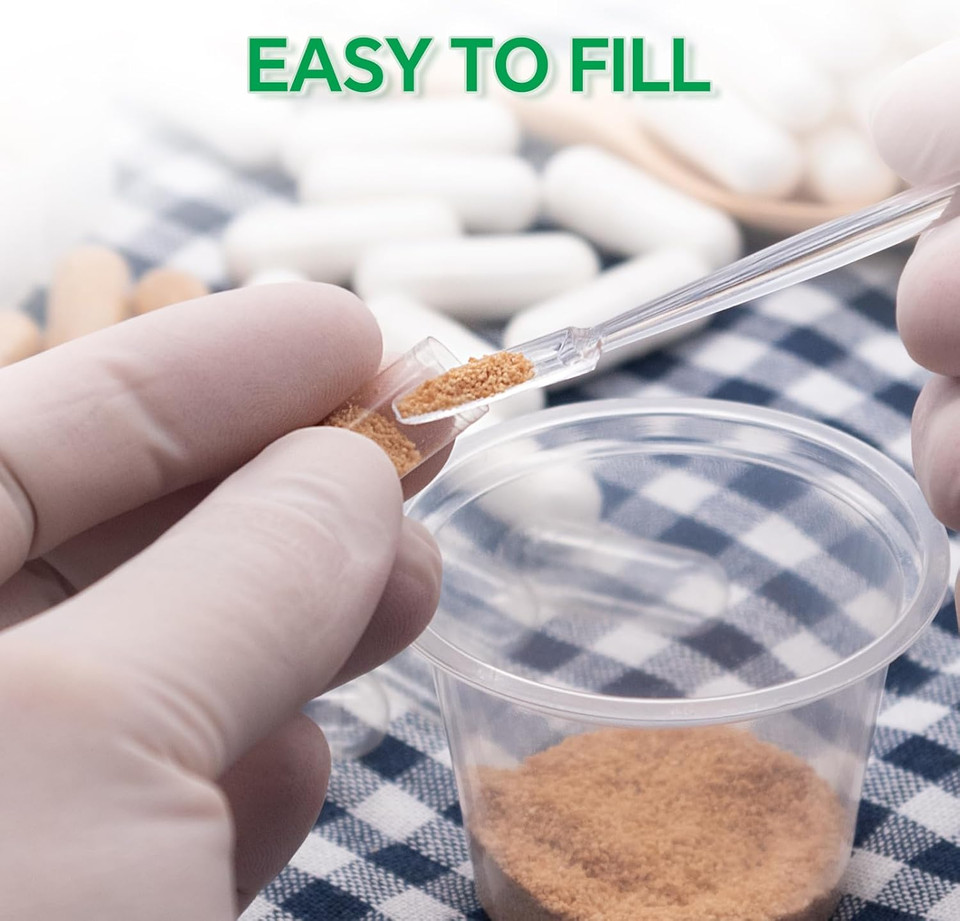 Capsules Size 000 Vegan Empty Plant Based Clear (1,000 Count) Gluten Free, Non-Gmo, Halal Certified Pill Caps Filling Kit With 2 Spoons For Vegetarian Diy Your Own Supplements