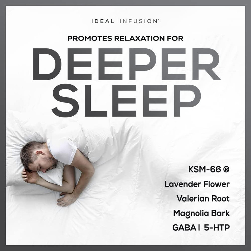 Ideal Infusion Nighttime Muscle Recovery & Deep Sleep Supplement: Relaxation And Stress Support - Magnesium Glycinate, Ksm-66 (Melatonin Free) Vegan