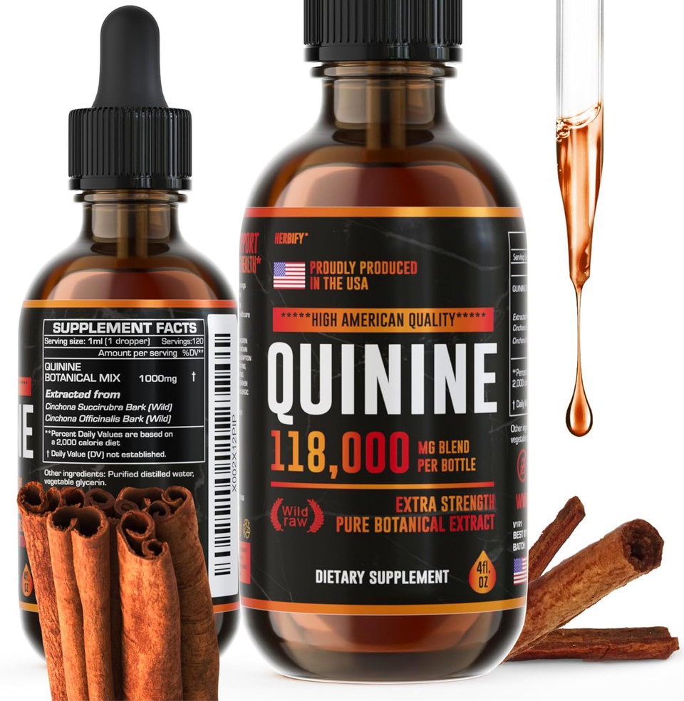 Herbify Quinine Tincture - Quinine Liquid Extract For Healthy Digestion - Quinine Cinchona Supplement For Better Absorption - Us Made Product - For Men & Women 4Oz (120Ml)