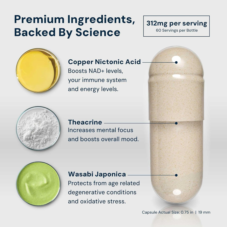 Hpn Supplements Nad3 Nad+ Booster | Extra Value Size 4 Month Supply | Clinically Proven & Independently Tested - Metabolic Repair | 312 Mg Per Serving - 240 Capsules