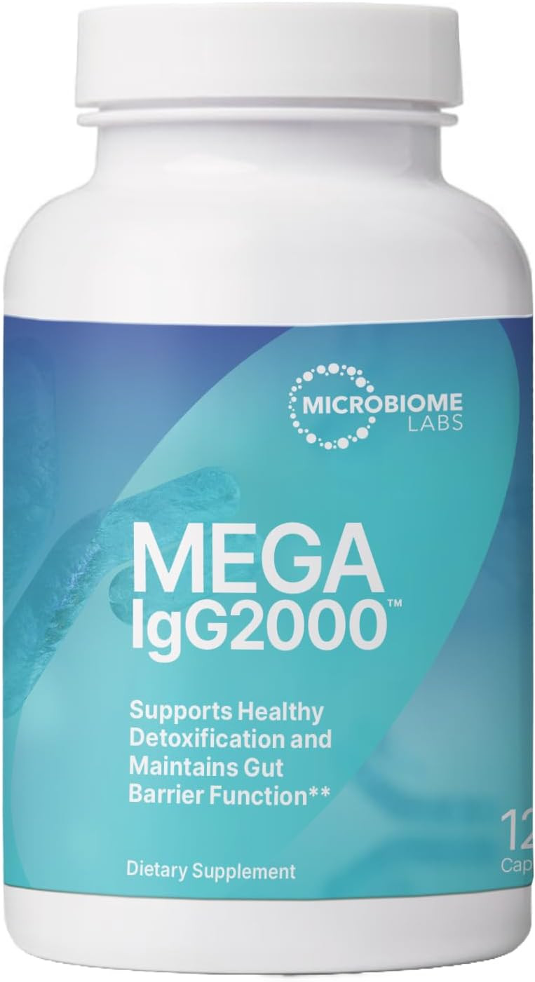 Microbiome Labs Mega Igg2000 Capsules - Dairy Free Bovine Colostrum Supplement Alternative - Immunoglobulin Supplement From Bovine Serum To Support Digestive Health (120 Capsules)