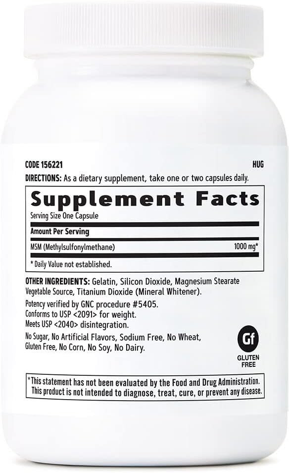 Gnc Msm 1000Mg Supplement, Supports Healthy Joint Cartilage, 180 Servings