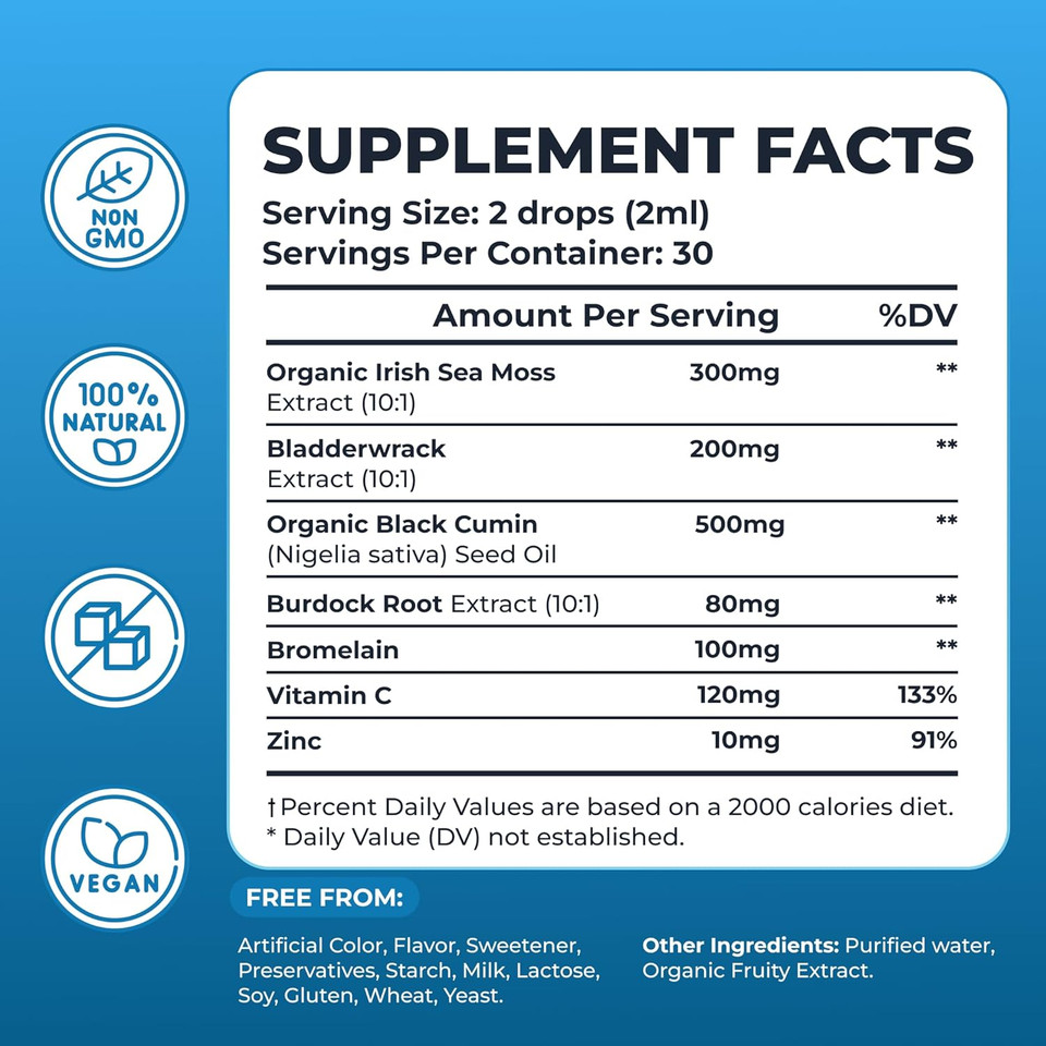 3000Mg Irish Sea Moss Drops With Burdock Root & Bladderwrack For Digestive System & Muscle Recovery Support - 2 Fl Oz Apple Nw1 3000Mg Irish Sea Moss Drops With Burdock Root & Bladderwrack For Digestive System & Muscle Recovery Support - 2 Fl Oz Apple Nw1