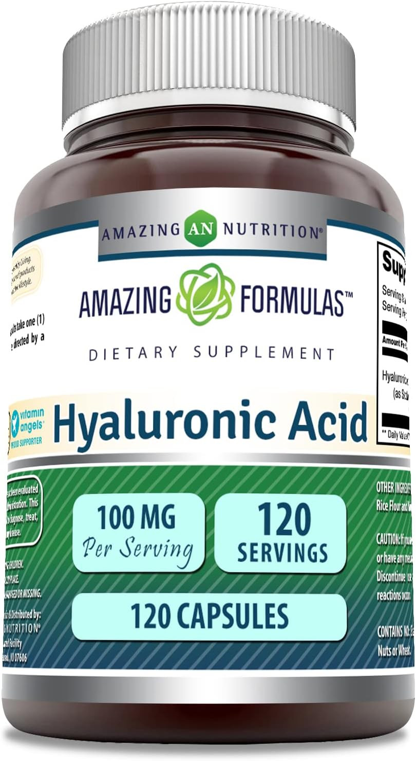 Amazing Formulas Hyaluronic Acid 100Mg 250 Capsules Supplement | Non Gmo | Gluten Free | Made In Usa