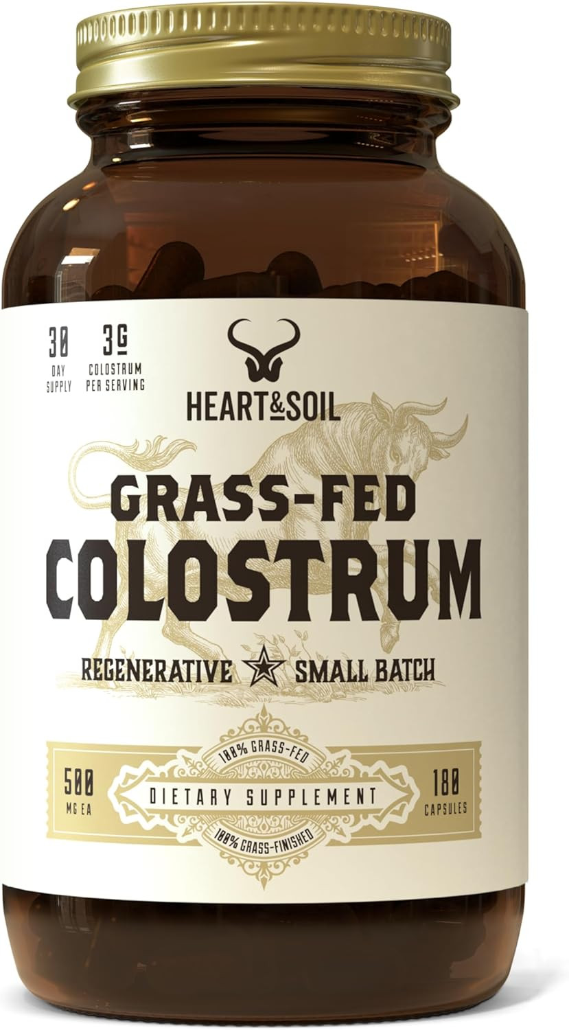 Heart & Soil Bovine Colostrum  3000Mg Grass Fed Colostrum Supplement For Gut, Immune Support & Muscle Recovery  Non-Gmo, Allergen-Free  180 Capsules