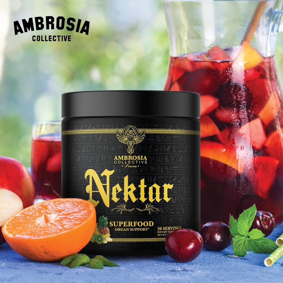 Ambrosia Nektar - Superfood Powder | Complete Health Supplement | Organ Support - Liver, Kidney Health | 30 Servings (Sour Gummy Candy)